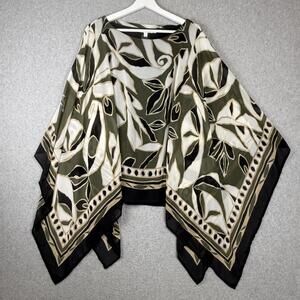 Chico's Women's Size 2, US L Green Black Shawl Wrap Cardigan Sweater